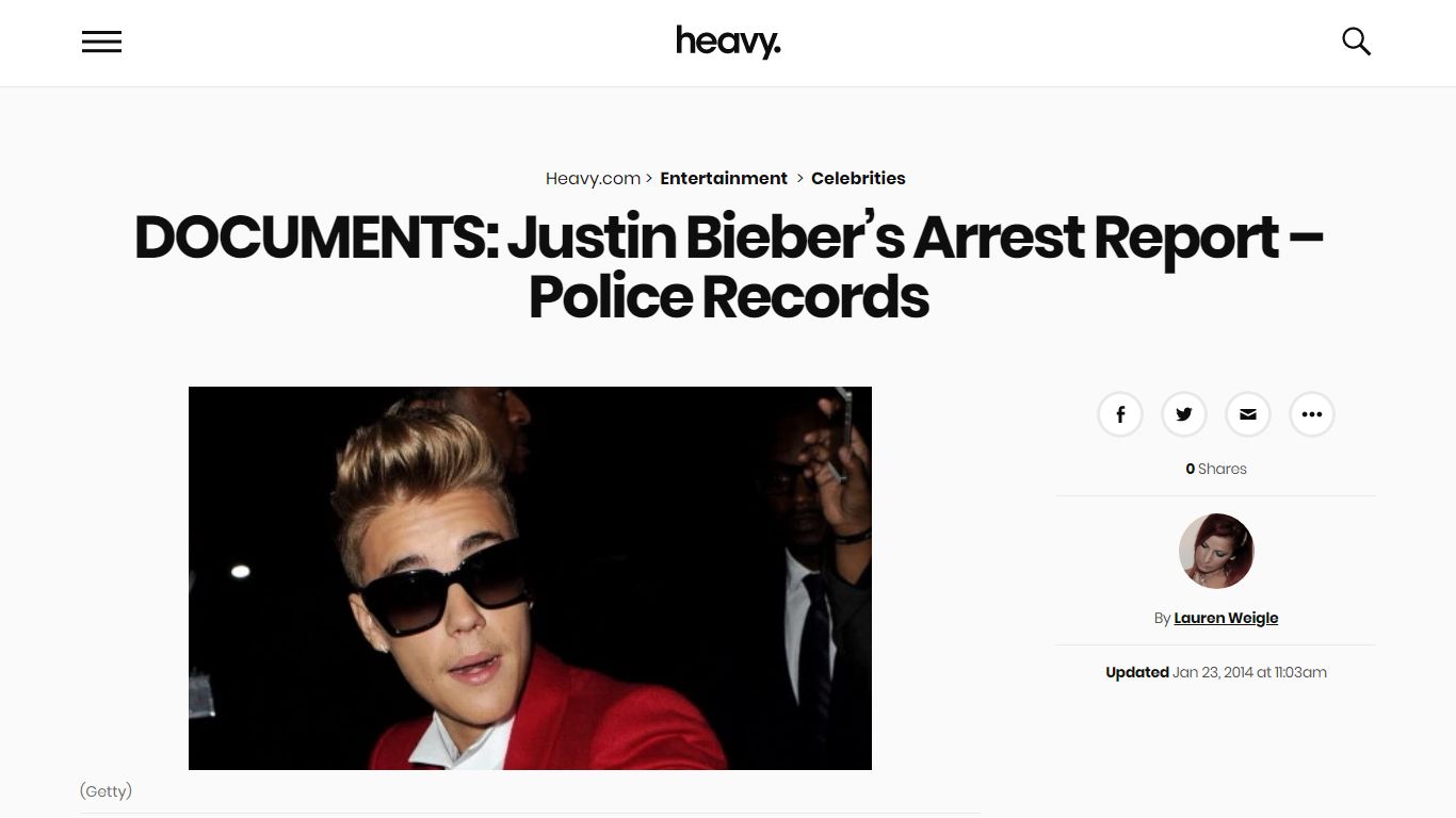 DOCUMENTS: Justin Bieber’s Arrest Report – Police Records